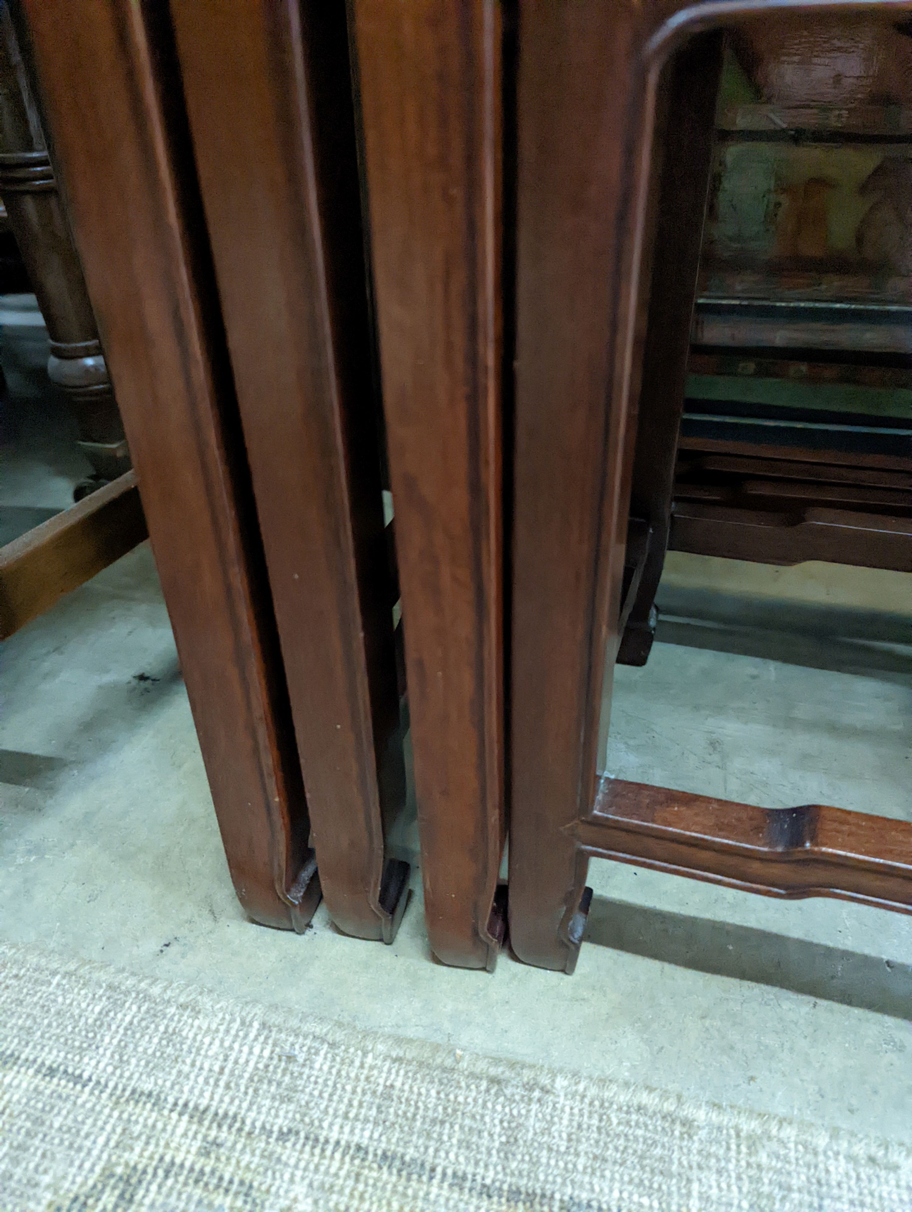 A quartetto of rectangular Chinese hardwood tea tables, width 49cm, depth 34cm, height 70cm